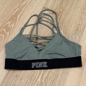 PINK Victoria's Secret Sage Strappy Bralette with Black Band Women’s size Small